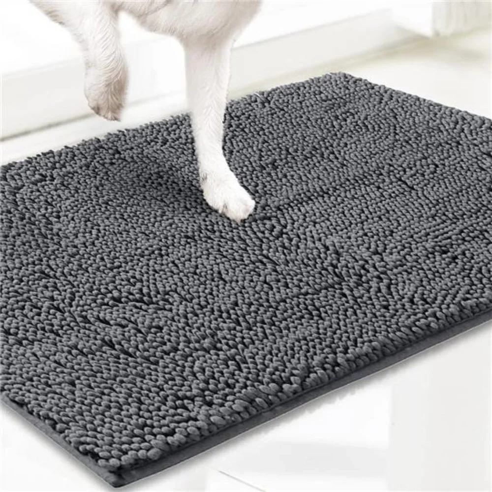 Absorbent Microfiber Door Mat, Non Slip Thick Washable- Grey Medium 30